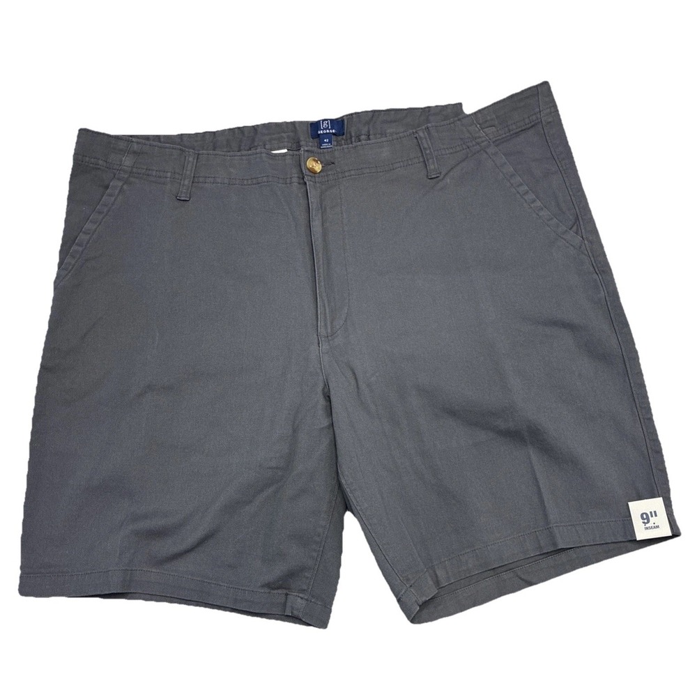 Men's Shorts Size 46 George‎ Zip Charcoal Sky Gray Above The Knee 9" Inseam NWT
